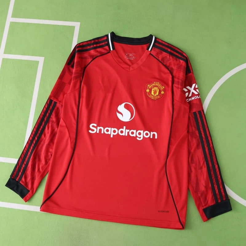 Manchester United F.C. 25/26 – Camiseta Home Manga Larga Fan Version