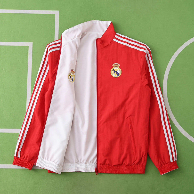 2025 Real Madrid CF Cortavientos Reversible – Rojo y Blanco