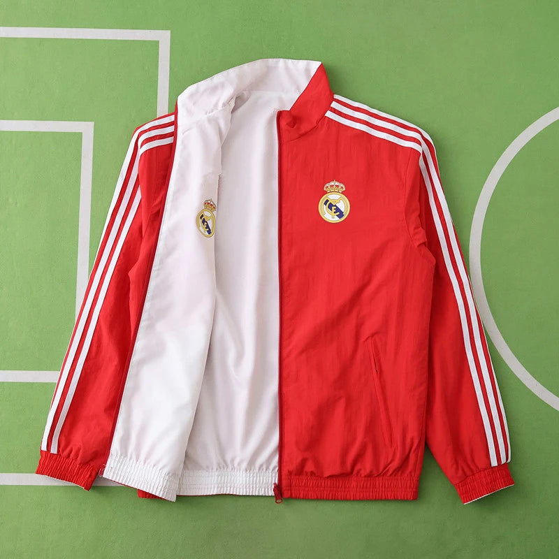 2025 Real Madrid CF Cortavientos Reversible – Rojo y Blanco